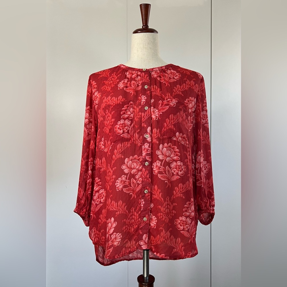 Anthropologie No collar button down blouse